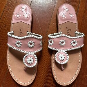 Jack Rogers Pink and White Leather Thong Sandals